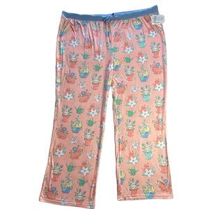 Nite Nite by Munki Munki Women’s 3X Cats in  Flower Pots Pajama Pants